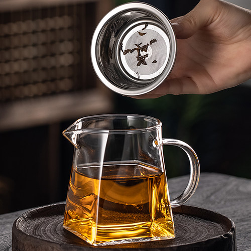 拾茗耐热玻璃公道杯四方加厚