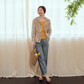 无色无味2025夏新款 苎麻原创印花麻感休闲宽松棉麻上衣连帽外套女