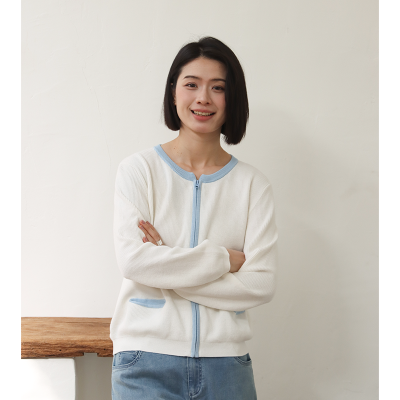 无色无味新款编织圆领毛衫外套