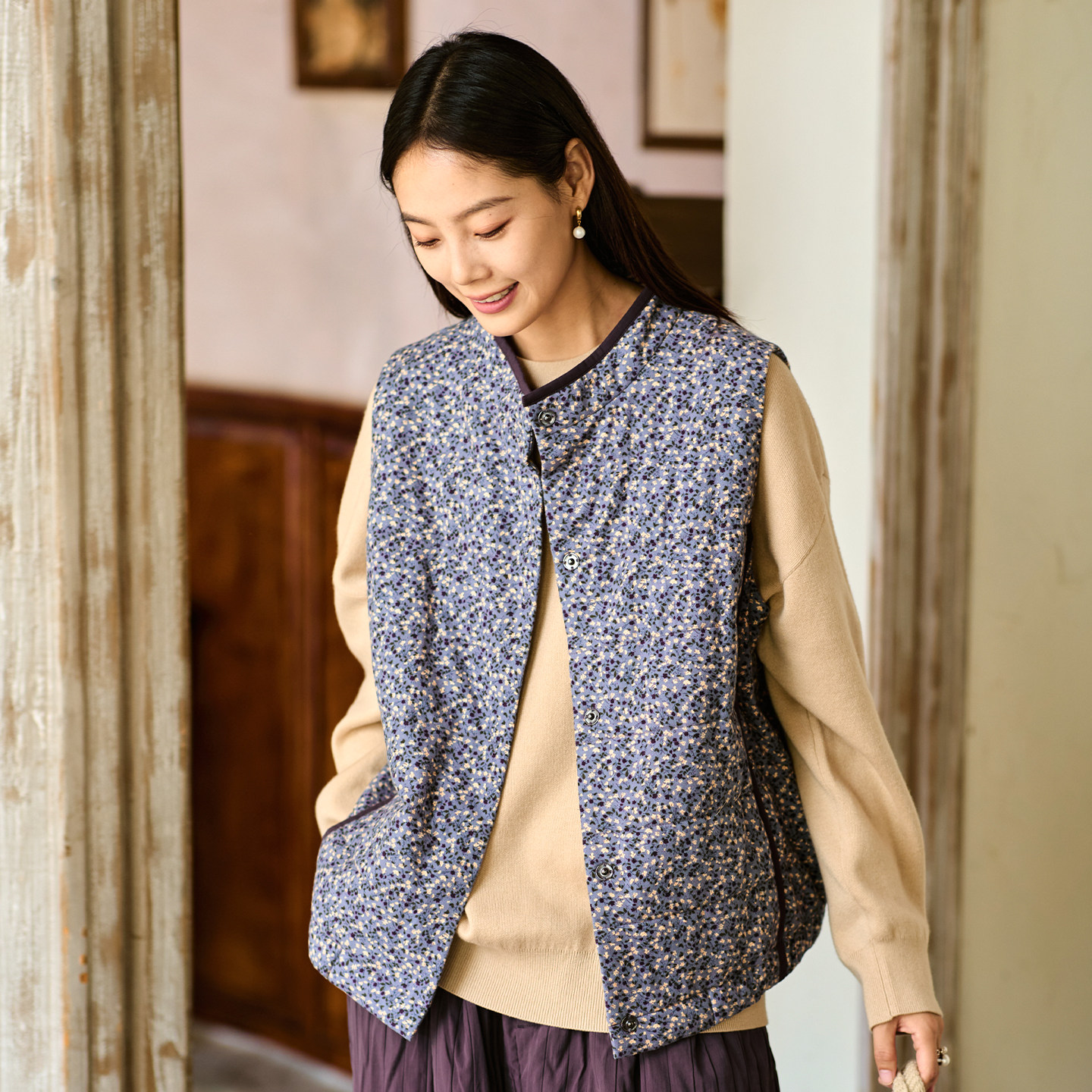 无色无味【玫瑰诗行】马甲女冬新款夹棉复古碎花女士纯棉内搭背心,女装/女士精品,马夹,淘宝优惠券,粉丝福利购,淘宝优惠卷