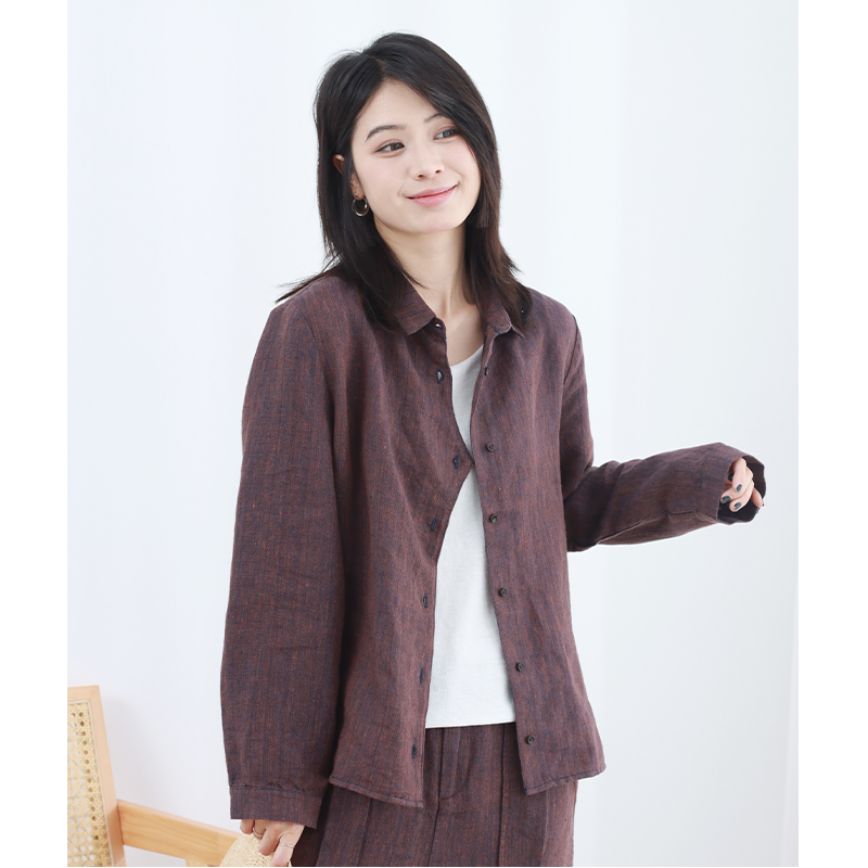 无色无味春秋亚麻色织翻领上衣扎染简约松弛感宽松长袖衬衫外套女,女装/女士精品,衬衫,淘宝优惠券,粉丝福利购,淘宝优惠卷
