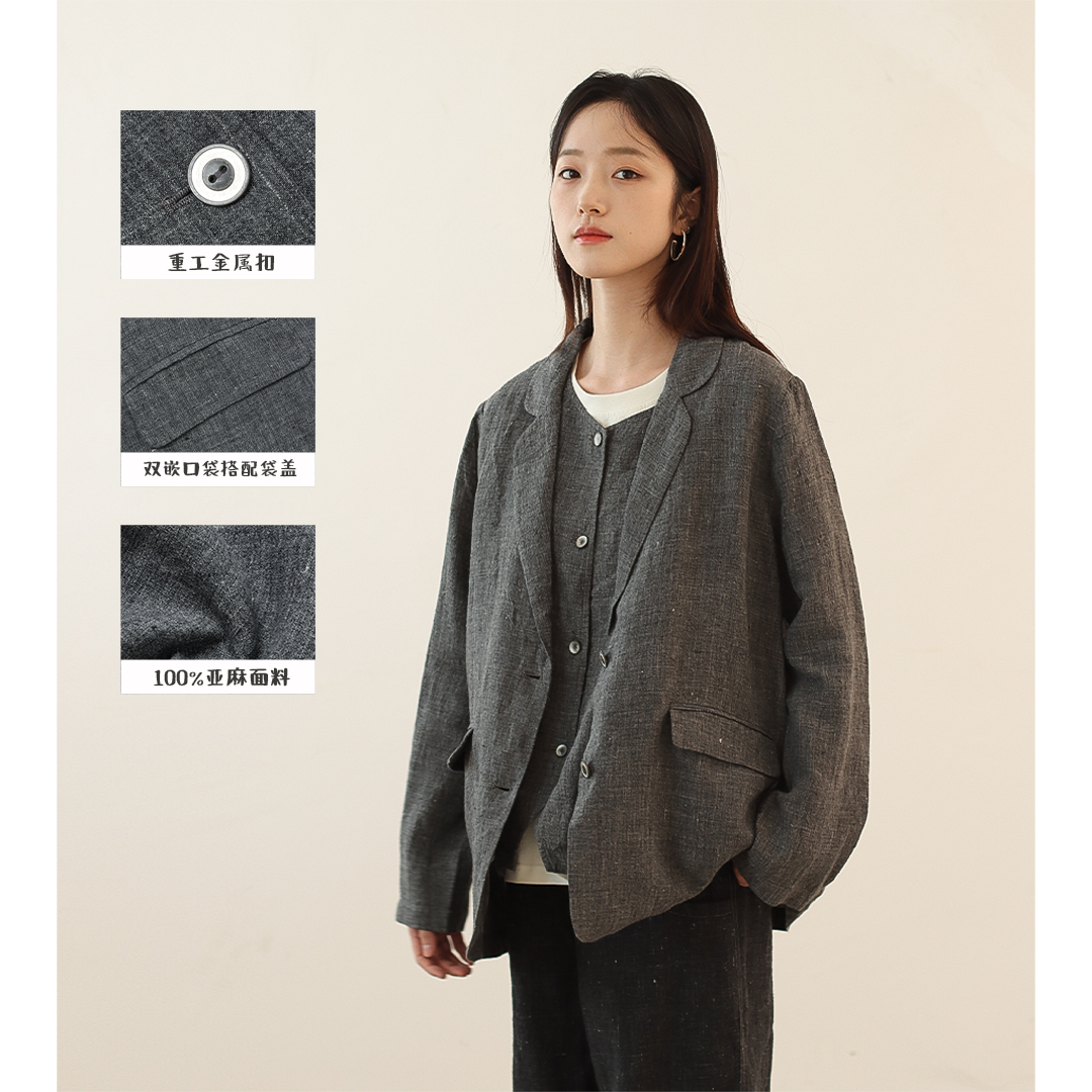 无色无味小个子复古休闲西装外套