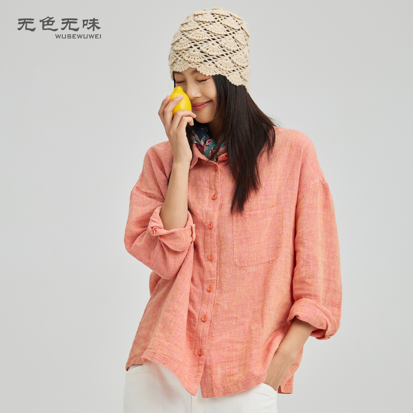 无色无味内搭亚麻衬衫配马甲上衣