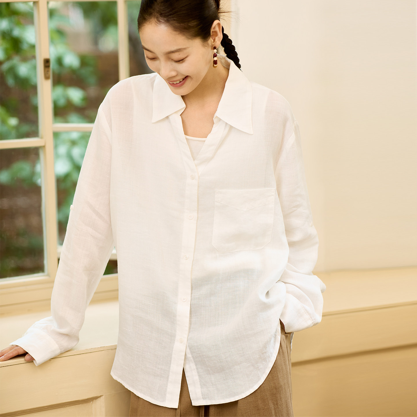 无色无味宽松苎麻衬衫女士老钱风上衣松弛感白色遮臀长袖衬衫外套,女装/女士精品,衬衫,淘宝优惠券,粉丝福利购,淘宝优惠卷