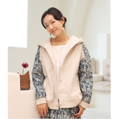 冬季 无色无味 栾树果 针织文艺碎花拼接撞色连帽保暖棉服外套女