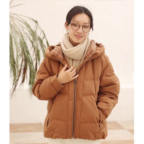 无色无味文艺舒适连帽羽绒服女款