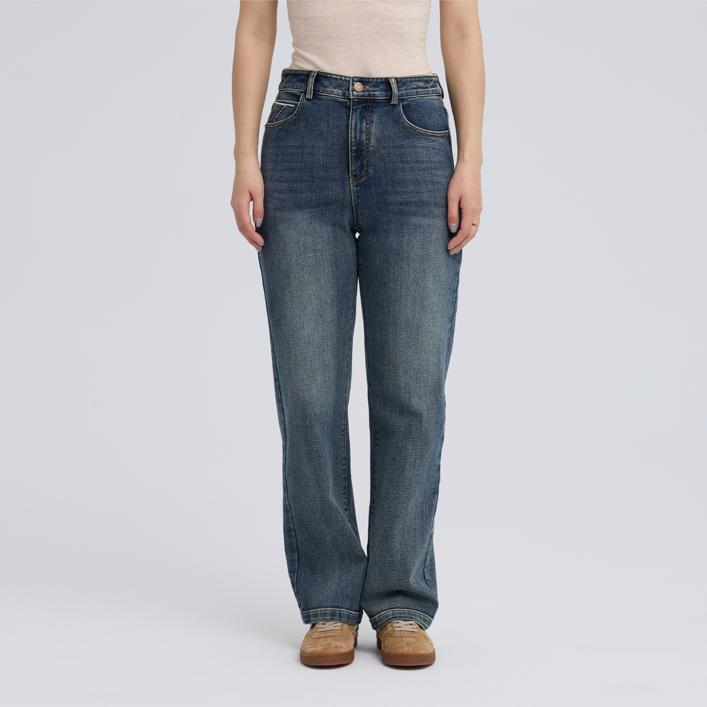 无色无味冬季女士加绒加厚牛仔裤