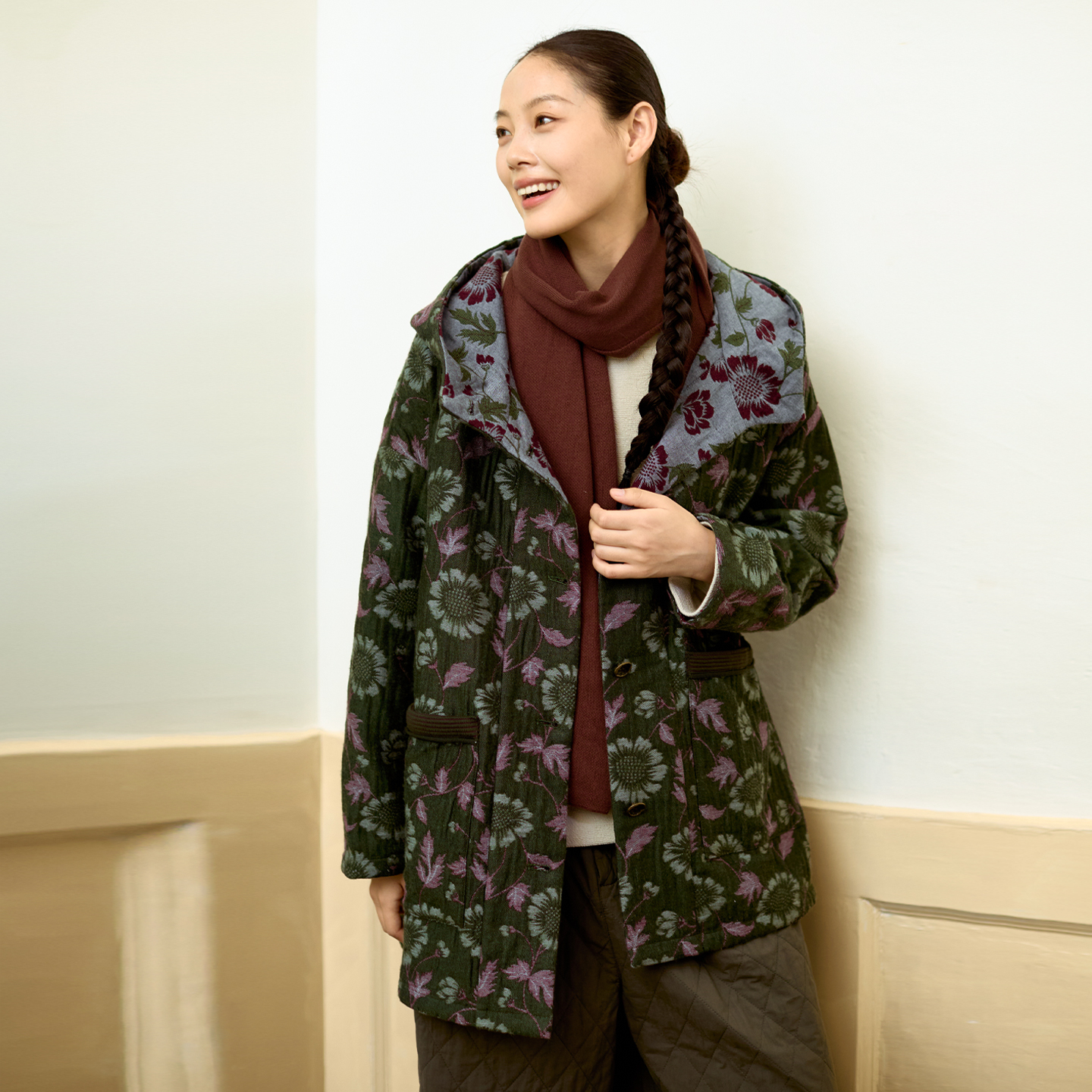 无色无味冬季提花双面穿厚外套女