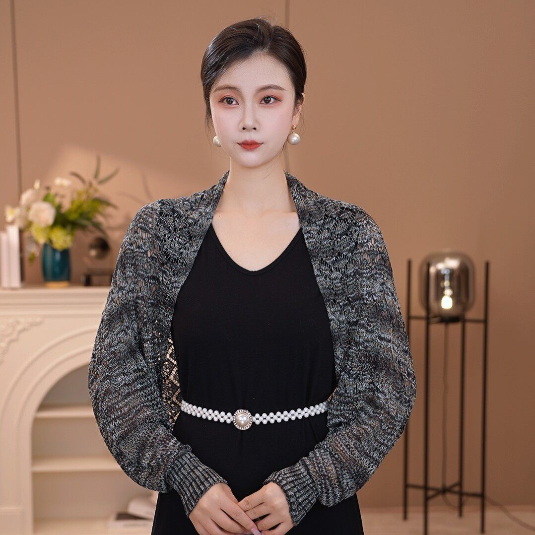 抖音丝语绸庄长袖夏季防晒披肩多功能镂空女士空调房拍照外搭开衫