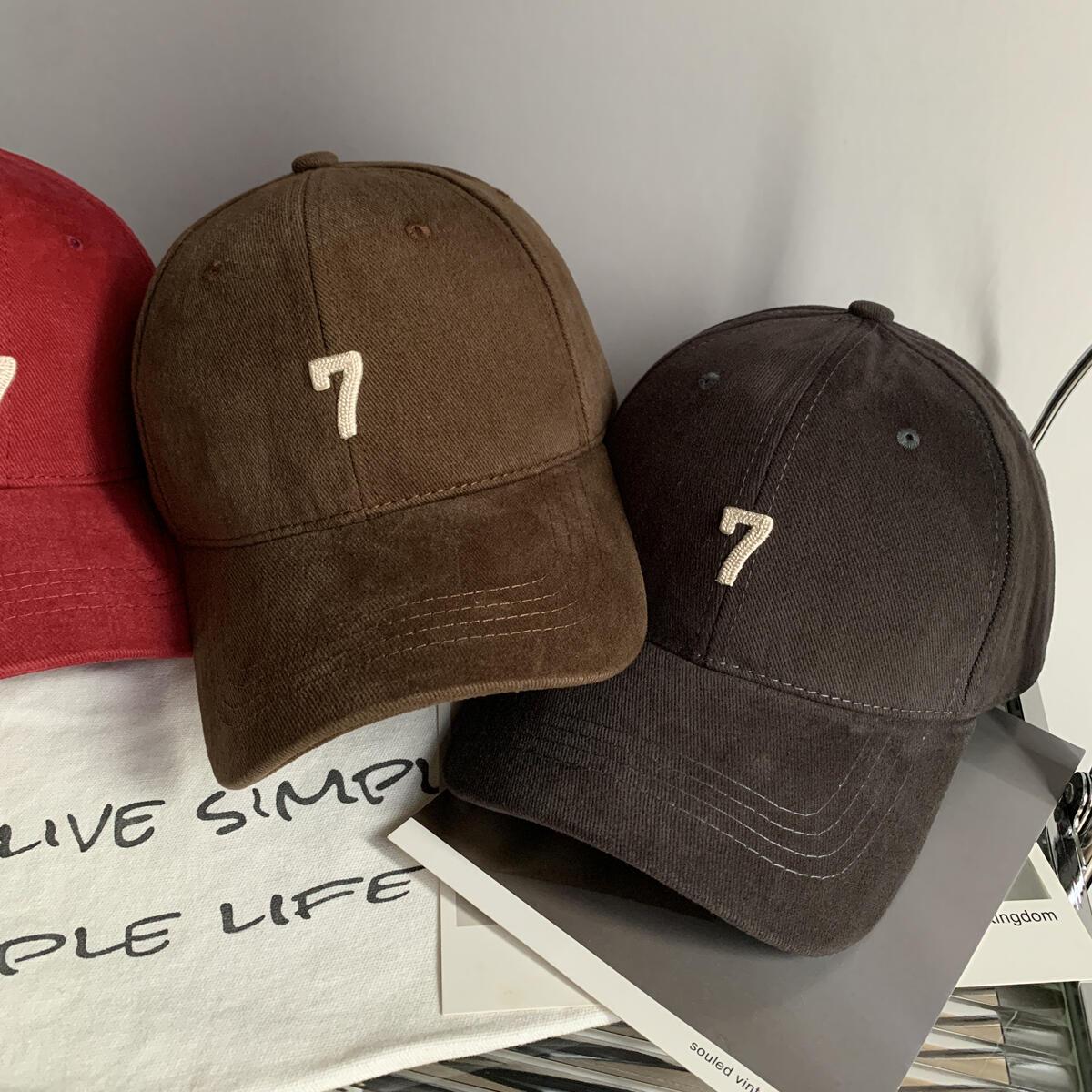 卷卷小强硬顶大头围加深男女棒球帽子磨毛7字鸭舌帽宽檐防晒帽子