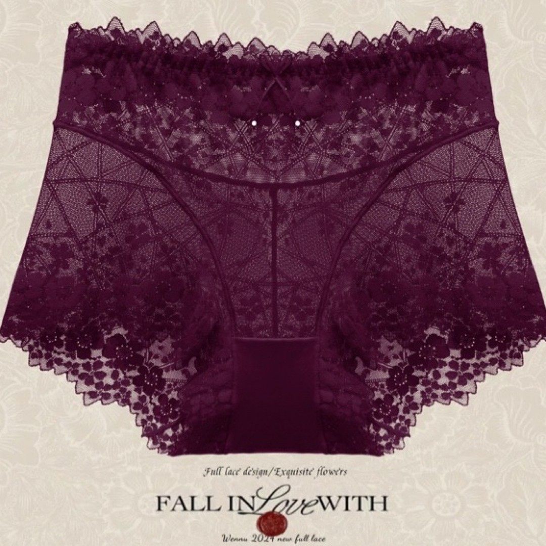 繁花似锦负离子抗菌高腰无痕蕾丝底裤女士内裤大码透气性感舒适,女士内衣/男士内衣/家居服,平角裤,淘宝优惠券,粉丝福利购,淘宝优惠卷