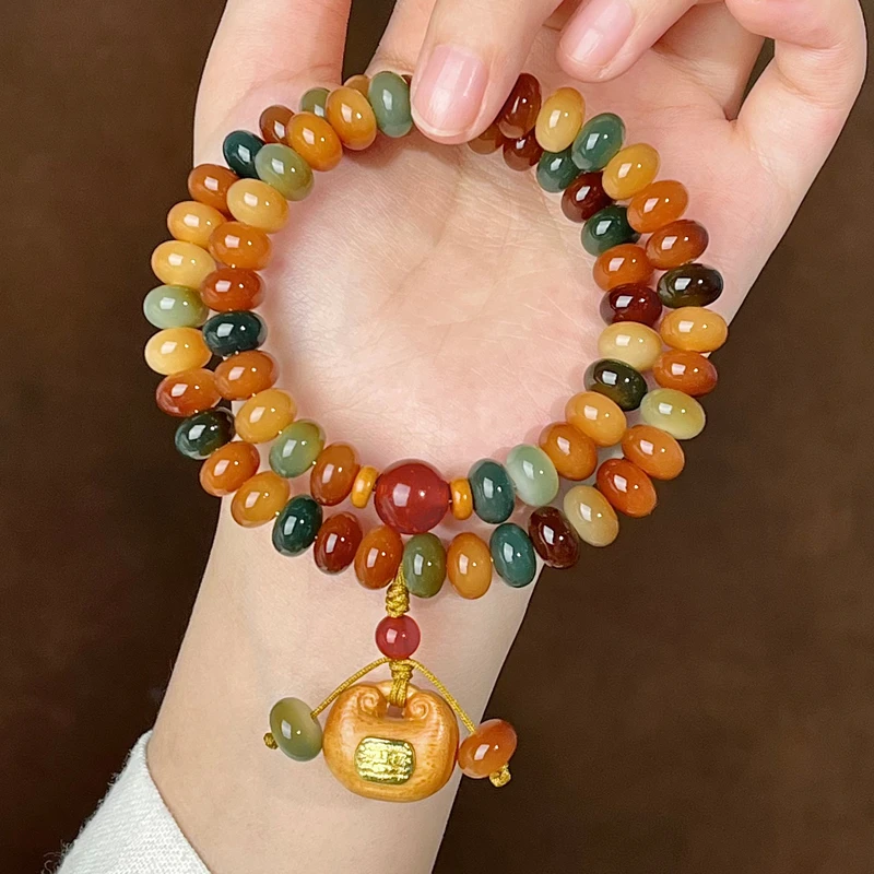 敦煌菩提新中式国风敦煌菩提根福锁手串女串珠盘玩菩提子手持吊坠