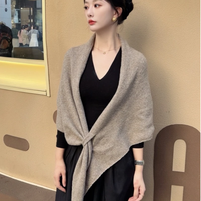 晚晚呢橙曦慵懒出街含羊毛三角围巾披肩女秋冬护颈保暖漂亮外搭女