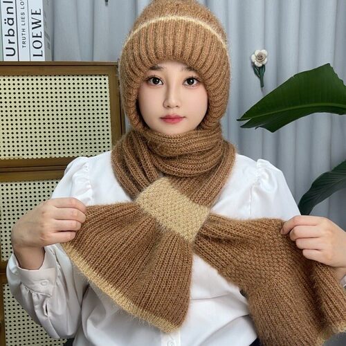 康康帽业保暖搭子冬季加绒保暖风雪帽护头+护耳+护颈围巾帽子一体