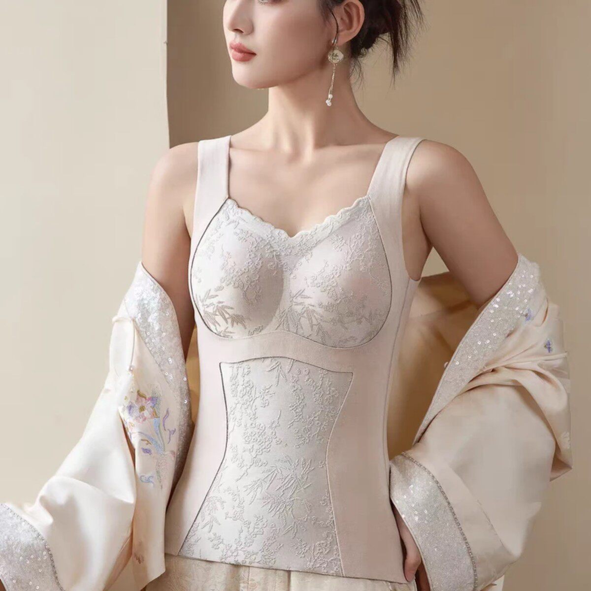 民萱内衣保暖背心女石墨烯秋冬季带胸垫一体式内衣德绒上衣女无痕