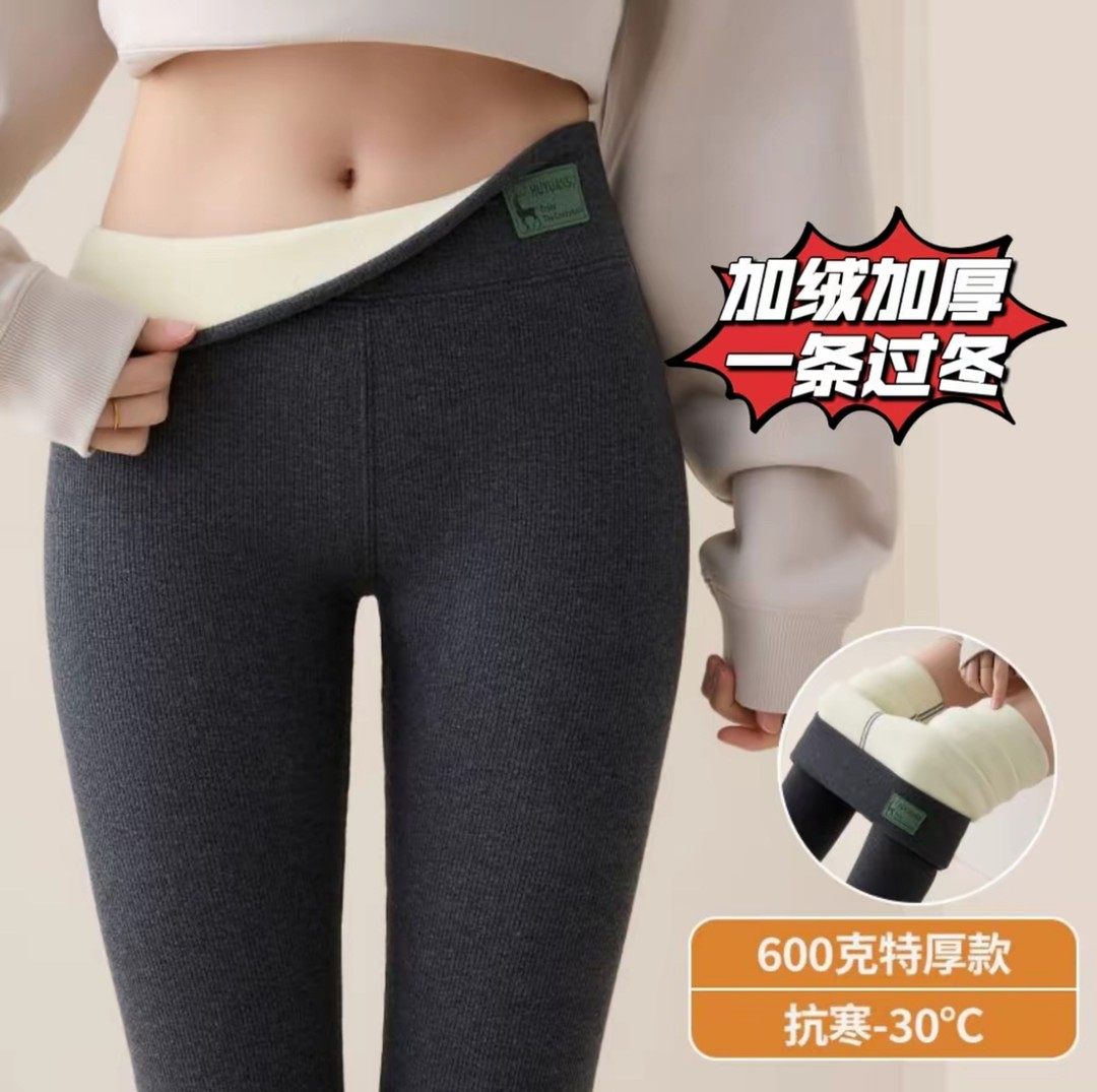 浴钞工厂女裤加绒加厚冬季高弹高腰收腹新款保暖打底裤秋冬女士。