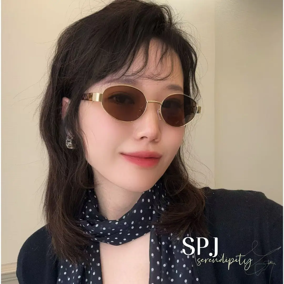殊品集服金丝老钱风墨镜超轻金属框防紫外线法式街拍太阳镜D3818