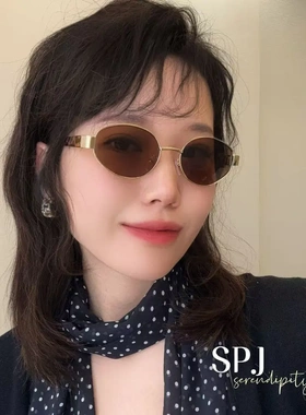 殊品集服金丝老钱风墨镜超轻金属框防紫外线法式街拍太阳镜D3818