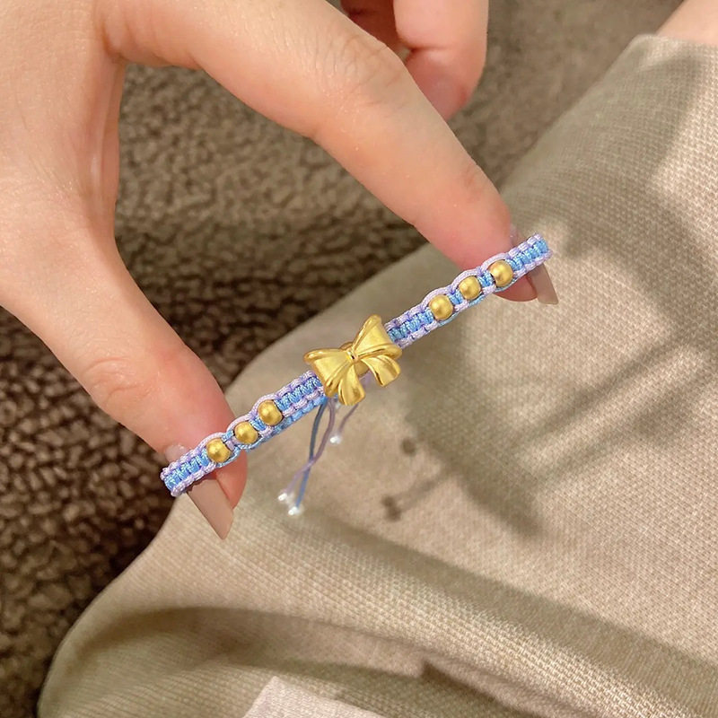 蝴蝶结手链女在逃公主蓝色手绳