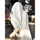 桑蚕丝羊毛阔腿裤女加绒2025秋冬新款白色高腰垂感休闲香蕉直筒裤