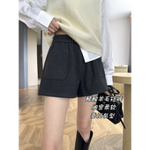 醋酸毛呢短裤 加厚休闲a字羊毛阔腿裤 女秋冬2025新款 高腰外穿靴裤
