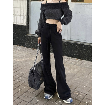 黑色长裤瑜伽喇叭高腰