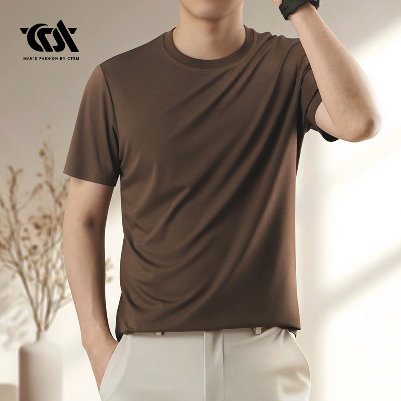 CTSM2025新款夏季男士短袖T恤圆领半袖体恤商务休闲上衣服男装