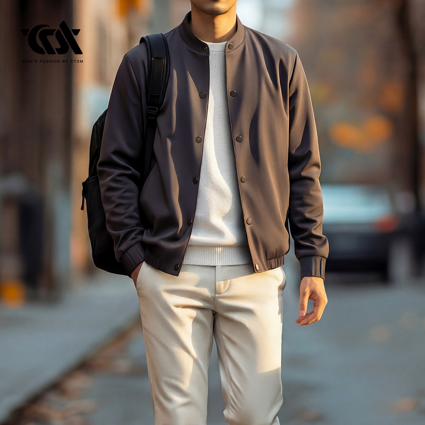 春秋季男士立领夹克休闲商务百搭外套极简风2026男装新款春装上衣