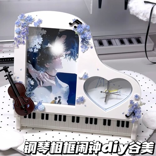 ins复古玫瑰钢琴闹钟相框高颜值DIY卡片收纳展示摆件谷美古早礼物