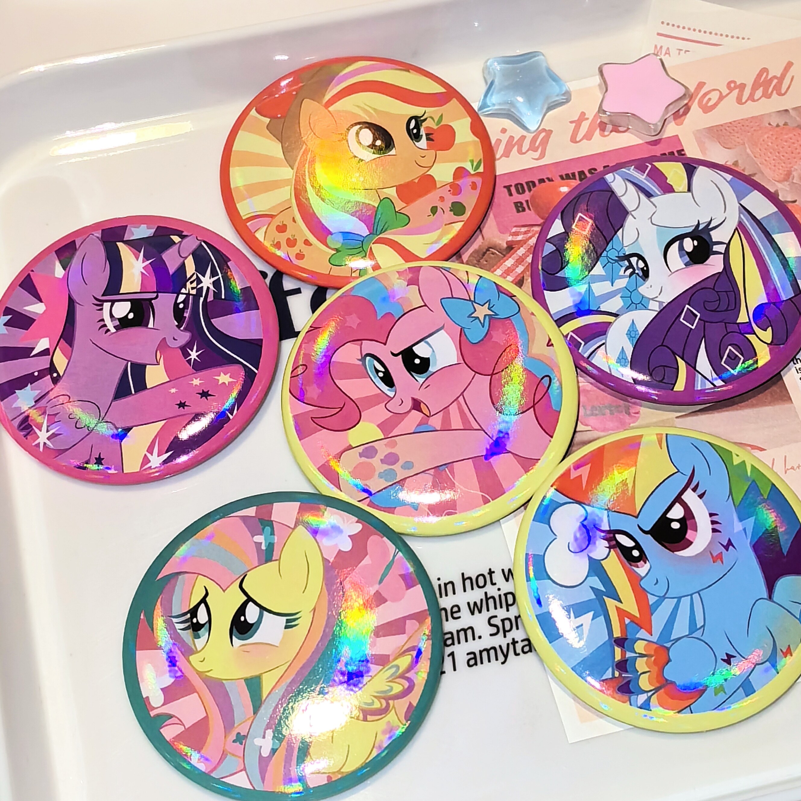 彩虹小马同人周边吧唧紫悦碧琪云宝柔柔珍奇苹果嘉儿镭射徽章