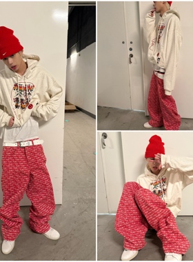 CAXx “money”数码满印阔腿裤Digital printed wide leg pants
