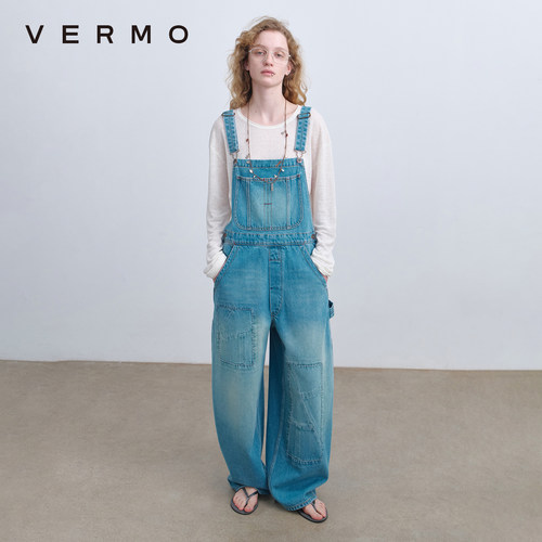 VERMO复古remake风格背带牛仔裤