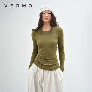 解构抽褶堆量 天丝羊毛 弹力修身 长袖 VERMO 打底衫 柔软舒适