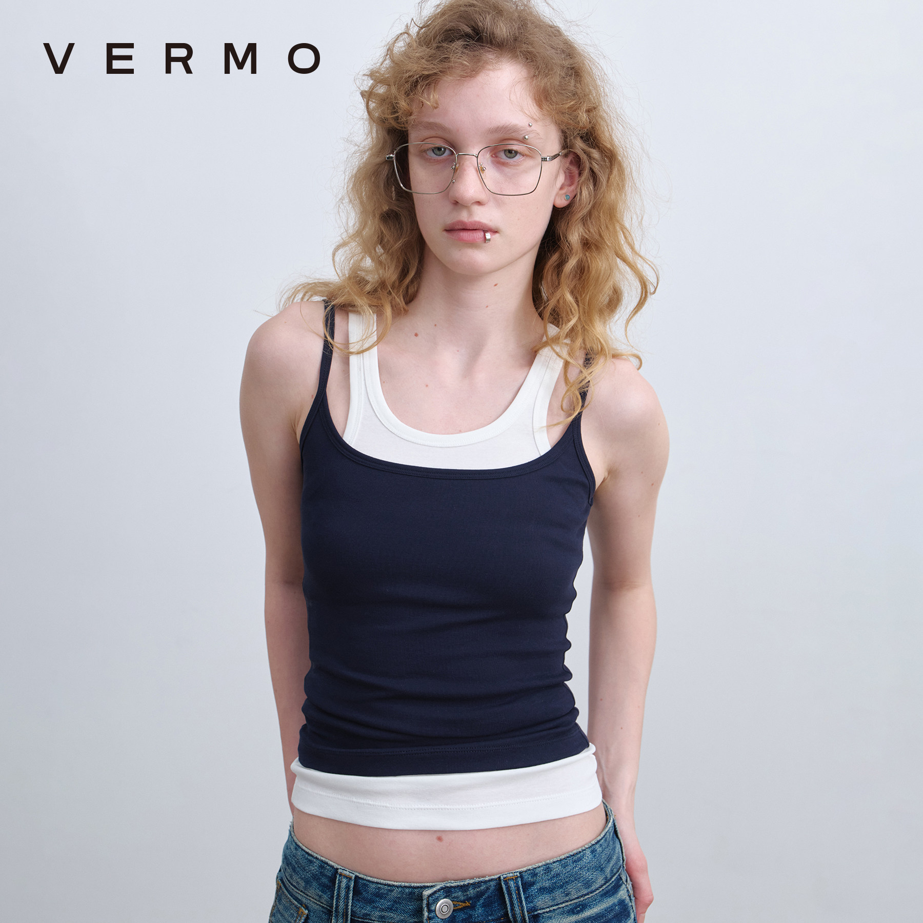 VERMO 自在拆解 层次叠穿可拆卸弹力干爽强捻棉背心吊带两件套