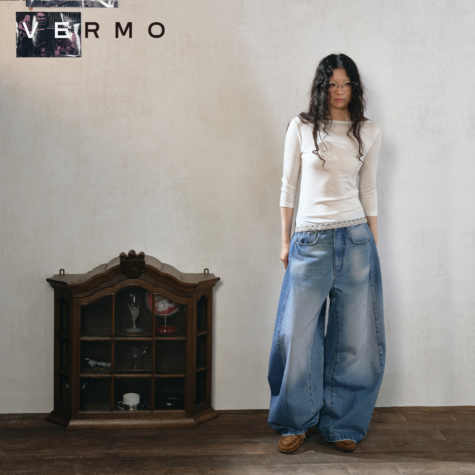 VERMO 复古水洗做旧 柔软有型 立体裁剪帐篷廓形牛仔裤