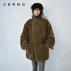 VERMO 复古褪色做旧质感 灯芯绒翻领防风内绗绵羊毛保暖外套
