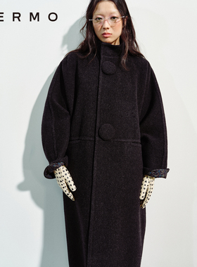 VERMO 复古立体裁剪 轻盈柔软高支全羊毛 茧形手工双面呢大衣外套
