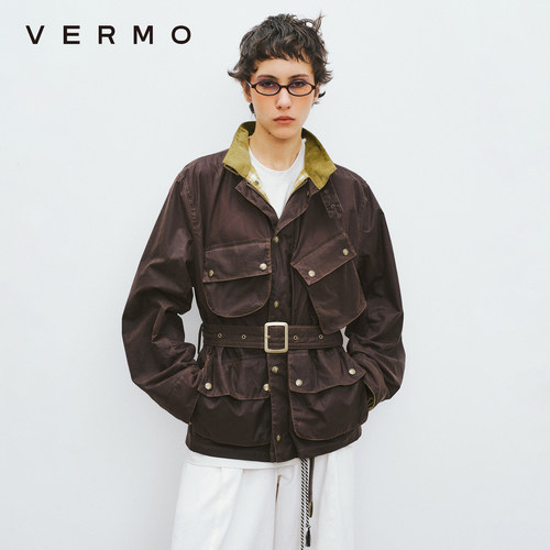 VERMO复古色彩油蜡收腰猎装夹克