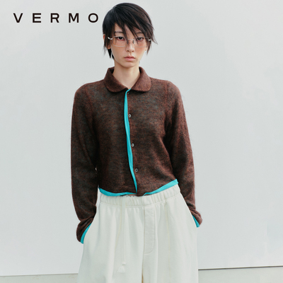 VERMO双层马海加棉毛针织开衫