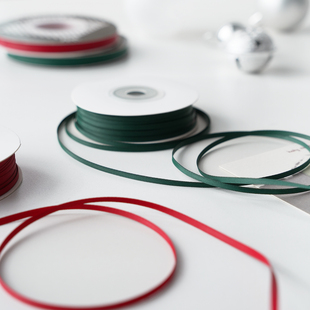 九霞消光棉带圣诞节细丝带红绿手工diy礼物品装饰蝴蝶结哑光缎带