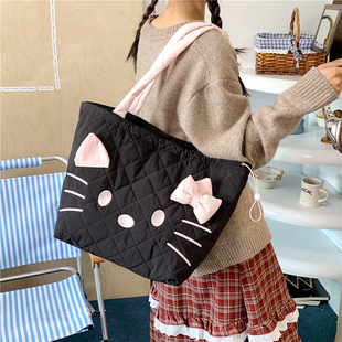 网红hellokitty凯蒂猫托特包包女哈喽kt单肩包大容量上课通勤包