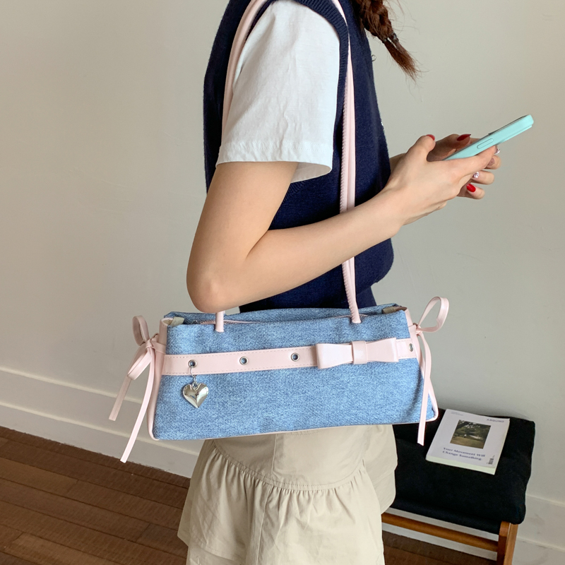 潮简约通勤百搭法棍腋下包