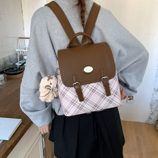 美式复古学院风双肩包包女2025新款潮时尚小众书包休闲大容量背包