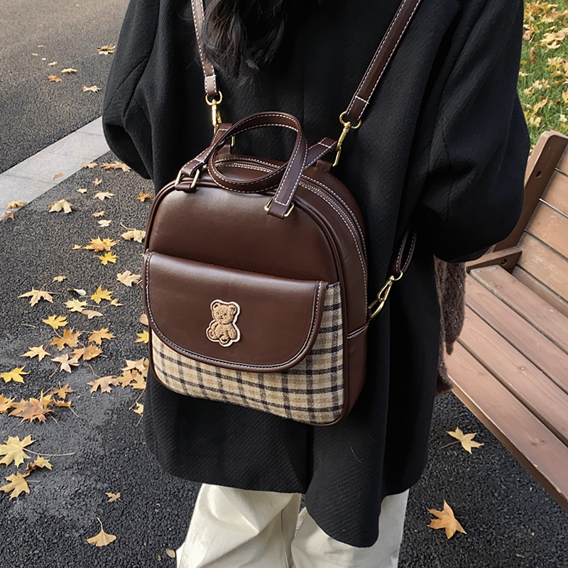 秋冬通勤小熊双肩包包女