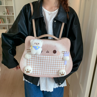 网红可爱猫百搭大容量卡通KT双肩包包女2025新款学生书包旅行背包