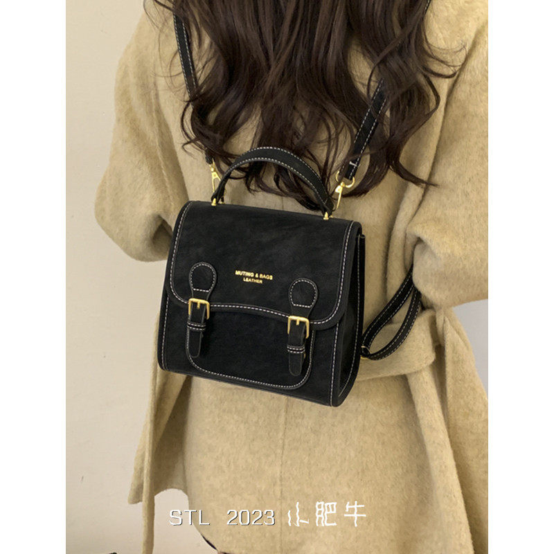 复古麂皮绒迷你双肩包包女2025新款时尚高级感韩版小众百搭小背包