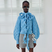 新款 25冬季 NMORE设计师品牌 绞花羊毛针织开衫 白鹿同款