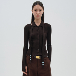 NMORE设计师品牌 25秋季新款 暮酒绛美颈瘦身条感长袖针织衫