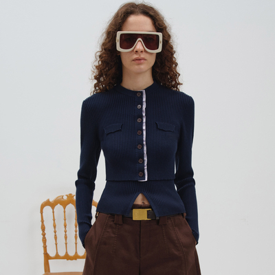 NMORE设计师品牌 25秋季新款 装饰边圆领两件式针织衫