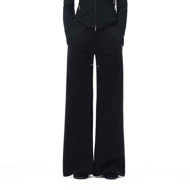 春季新款隐秘黑修身微喇卫裤